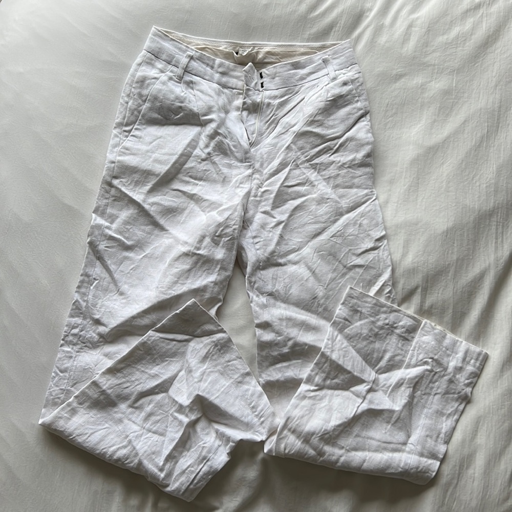 J crew white linen pants